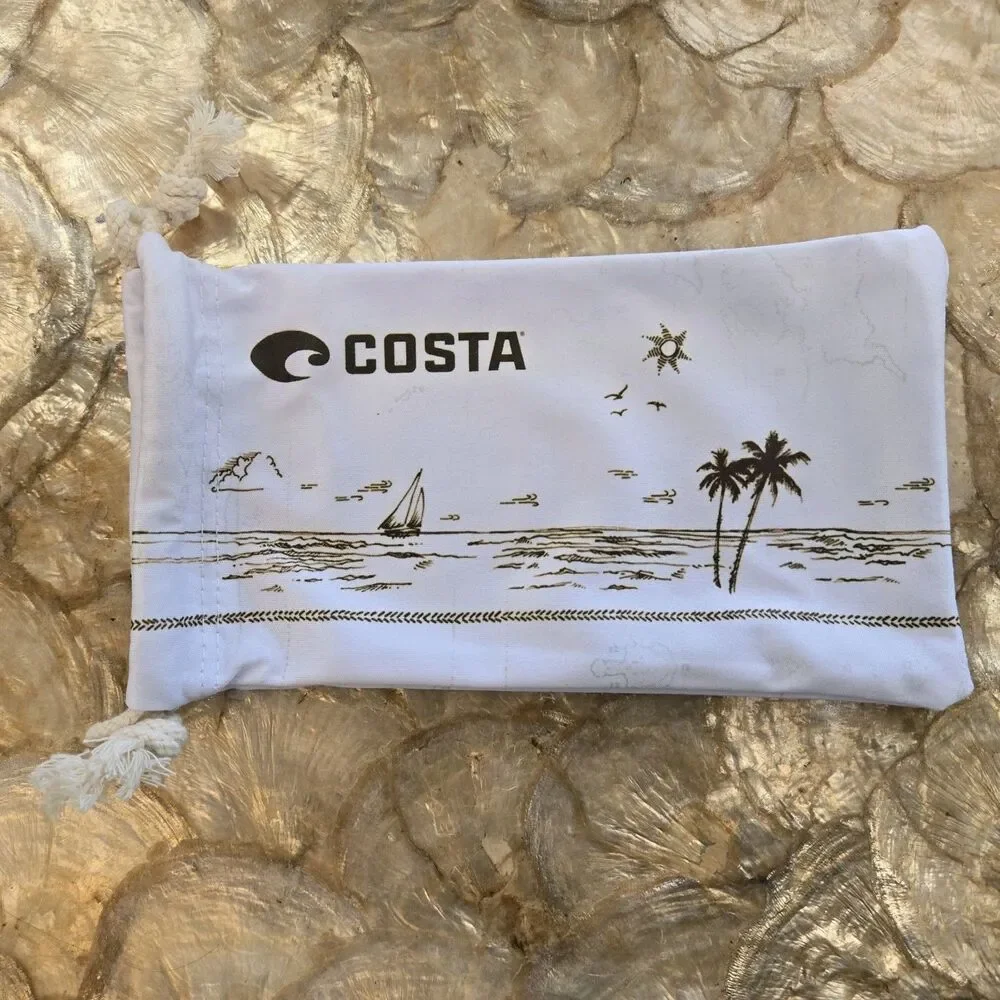 Costa Del Mar Sunglasses Case White Microfiber Pouch Palm Trees Ladies Womens